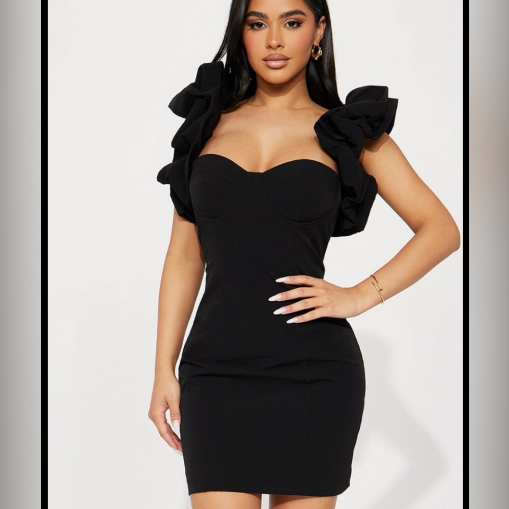 Fashion Nova Ruffle Mini Dress, Never Worn, heavy great quality